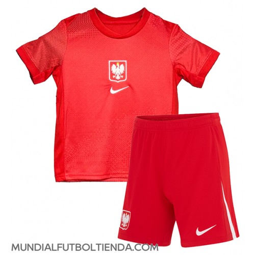 Camiseta Polonia Segunda Equipación Replica Eurocopa 2024 para niños mangas cortas (+ Pantalones cortos)